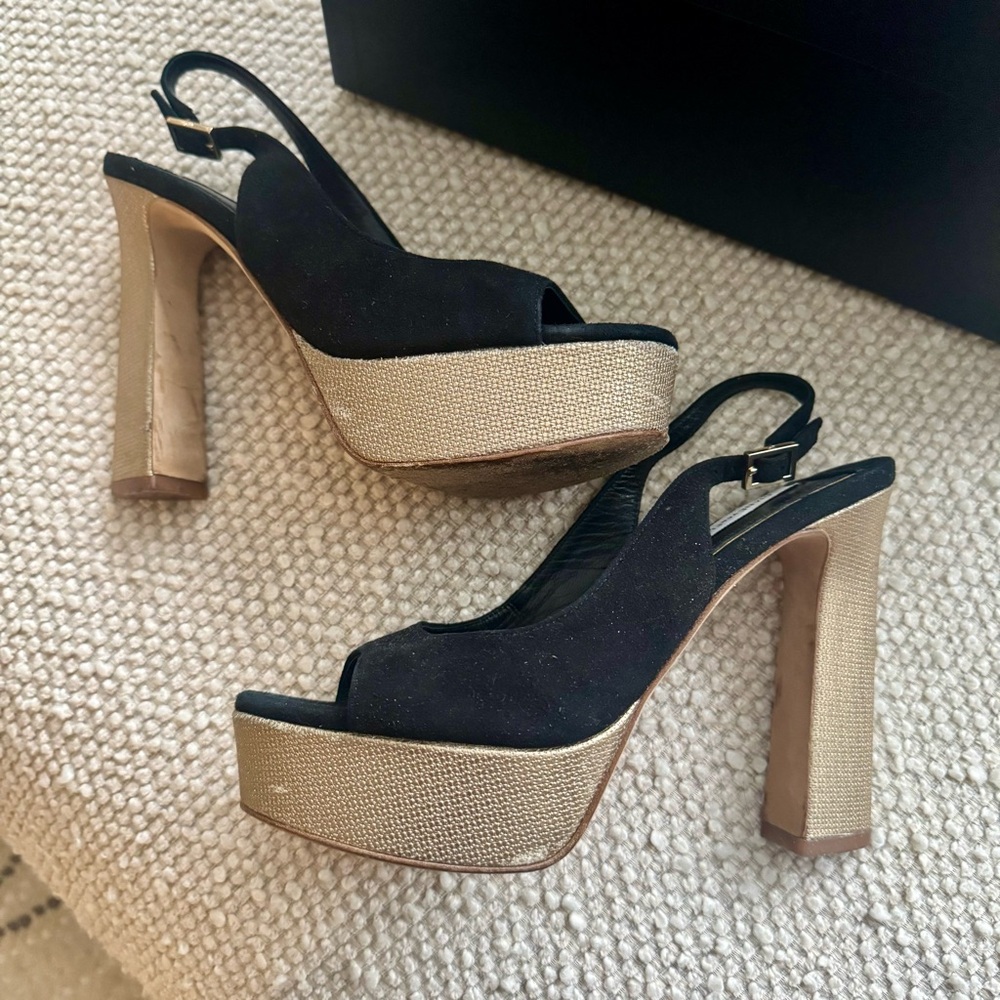 Diane Von Furstenberg Suede Open Toe Platform Heels